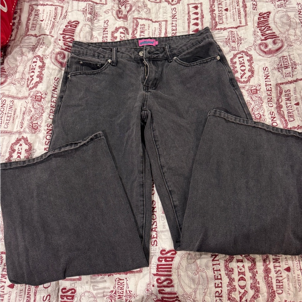 Edikted Dark Gray Flare Jeans